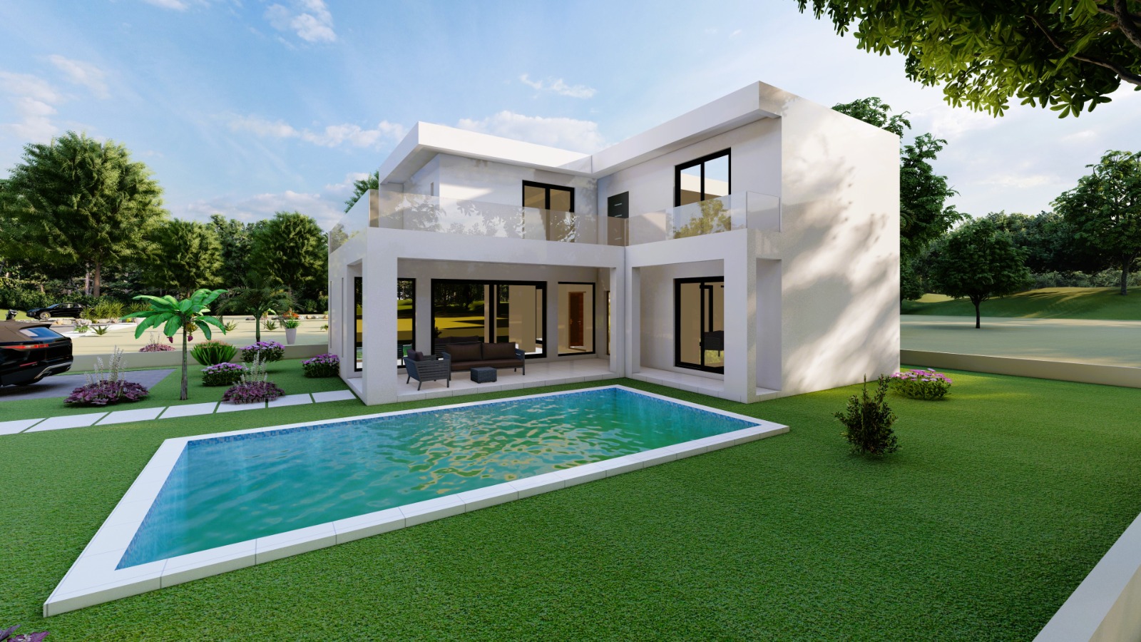 Villa avec piscine de 8x4 � construire sur terrain de 500m�